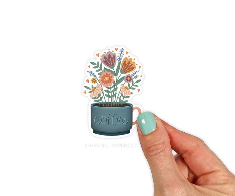 Coffee with Flowers Sticker