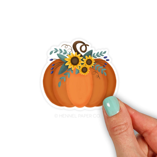 Pumpkin with Flowers Sticker