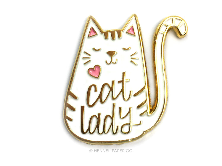 Enamel Pin - Cat Lady (white)