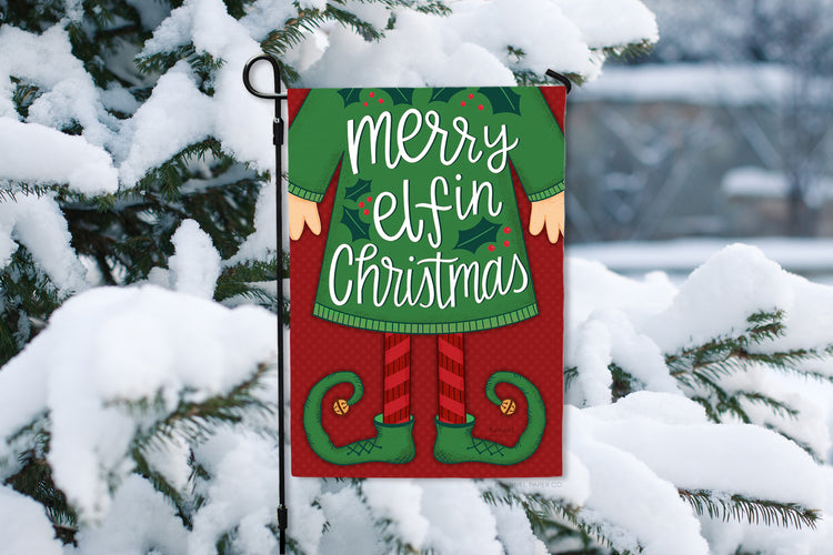 Garden Flag - Merry Elfin Christmas