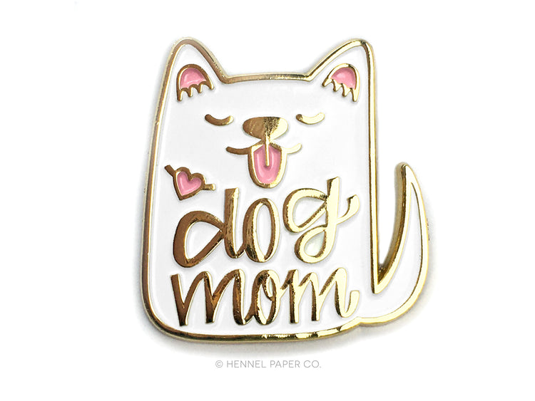 Enamel Pin - Dog Mom (white)
