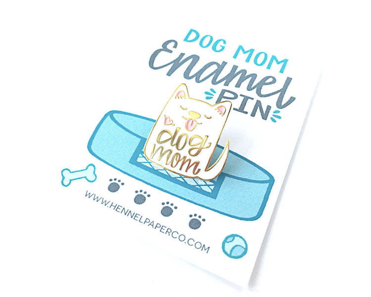 Enamel Pin - Dog Mom (white)