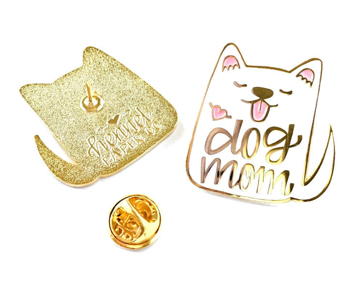 Enamel Pin - Dog Mom (white)