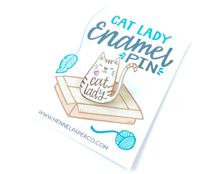 Enamel Pin - Cat Lady (white)