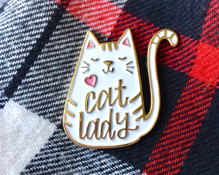 Enamel Pin - Cat Lady (white)
