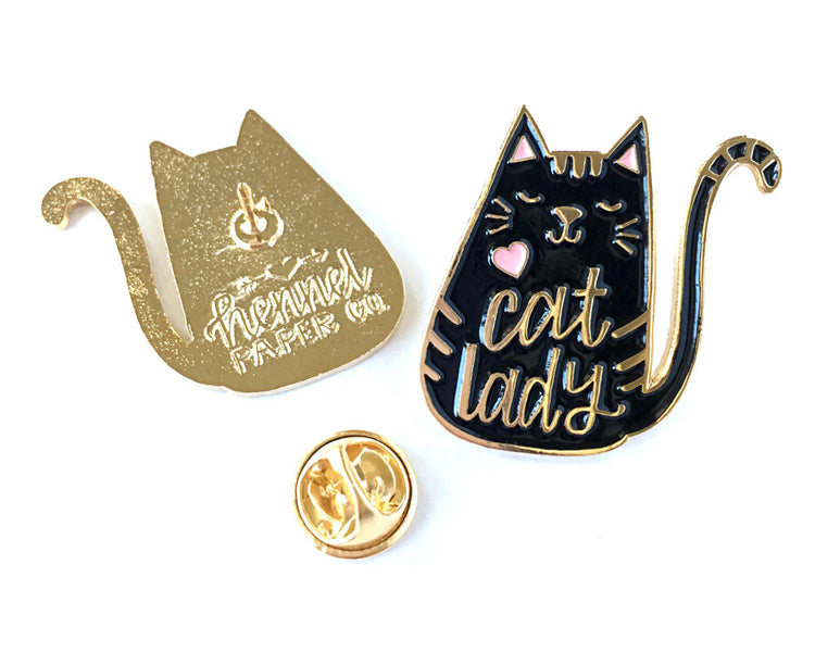 Enamel Pin - Cat Lady (black)