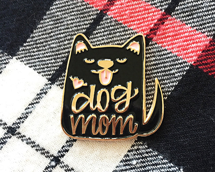 Enamel Pin - Dog Mom (black)
