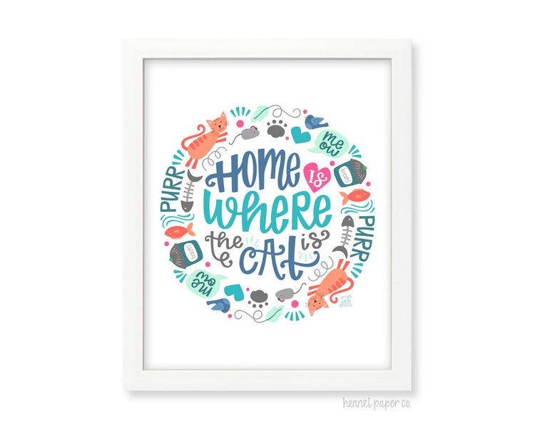 Wall Art - Home is where the cat is - 8x10