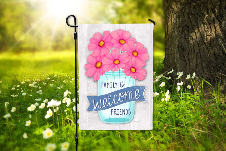 Garden Flag - Welcome Mason Jar