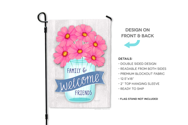 Garden Flag - Welcome Mason Jar