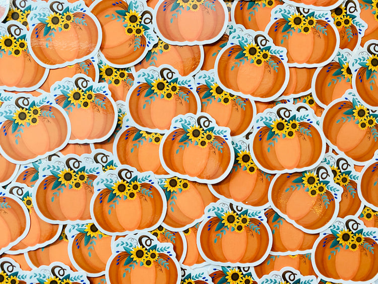 Pumpkin with Flowers Sticker