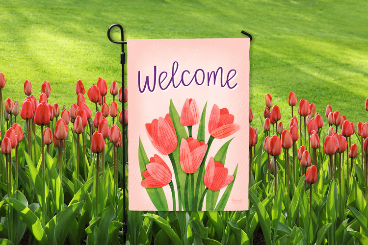 Garden Flag - Welcome Spring Tulips