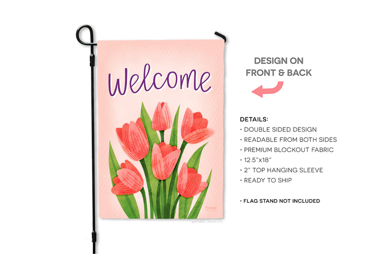 Garden Flag - Welcome Spring Tulips