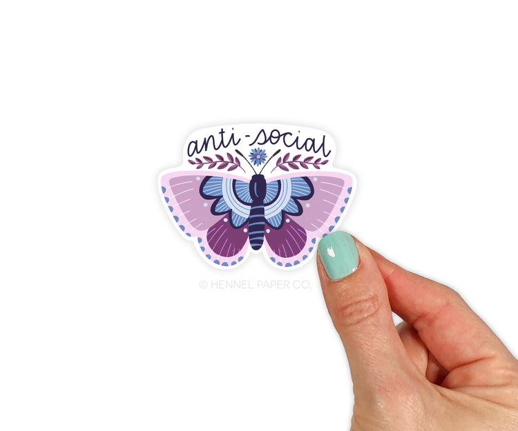 Anti-Social Butterfly Sticker