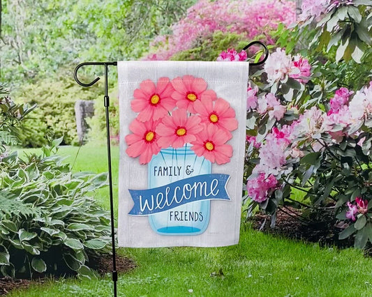 Garden Flag - Welcome Mason Jar