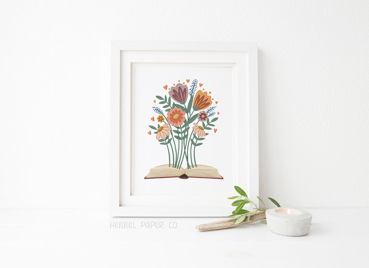 Wall Art - Book with Flowers
