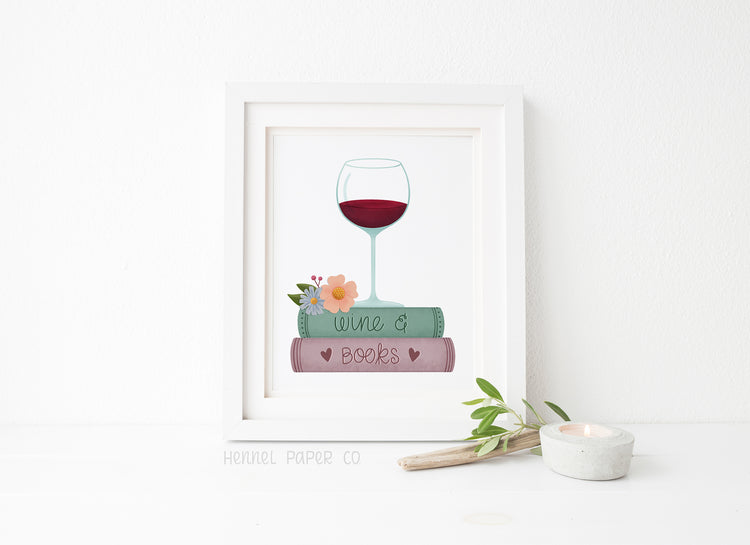 Wall Art - Wine and Books