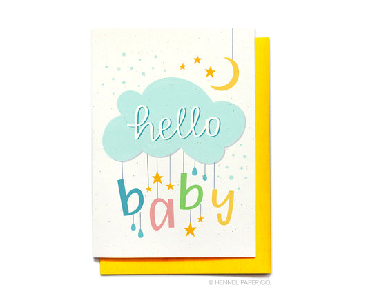 Baby Card - Hello Baby Moon & Stars - BA9