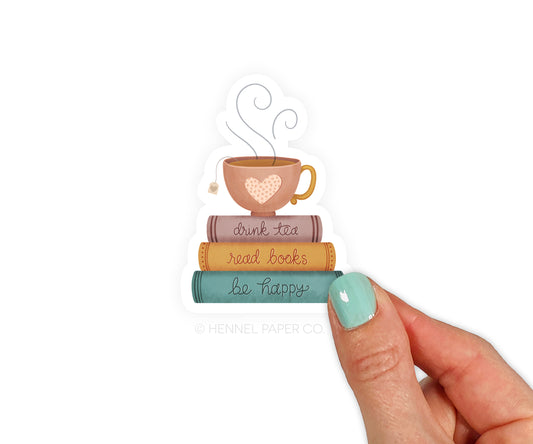 Drink Tea Read Books Be Happy Sticker