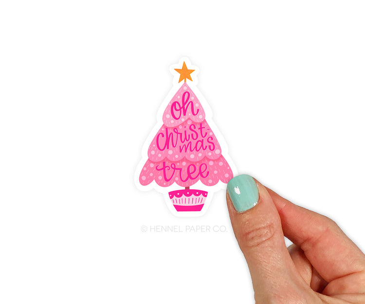 Pink Christmas Tree Sticker