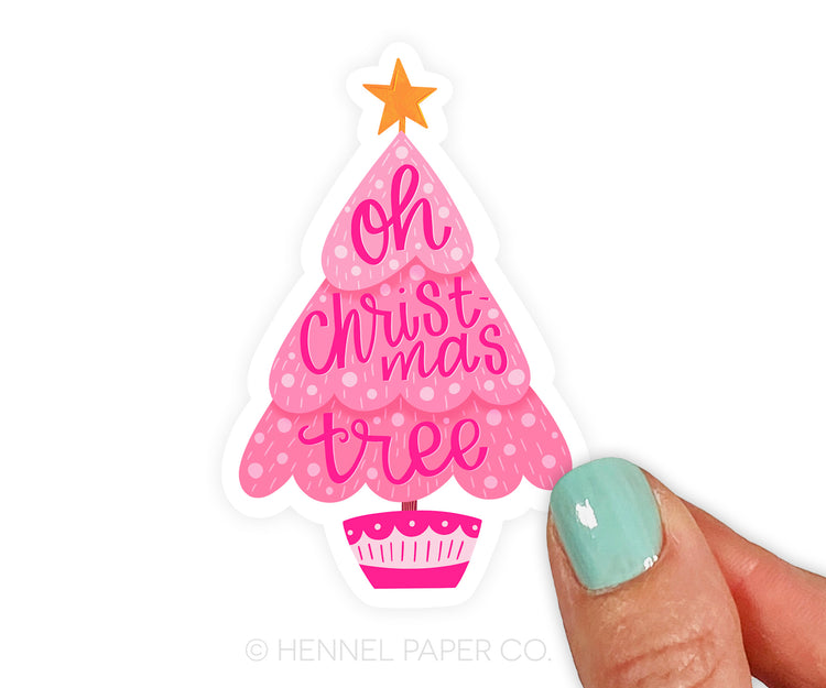 Pink Christmas Tree Sticker