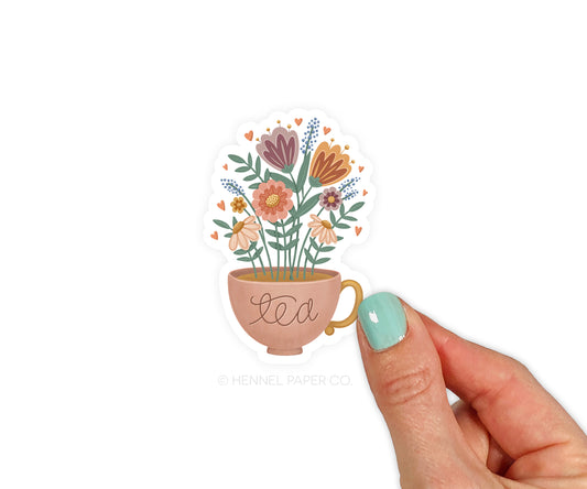 Tea with Flowers Sticker