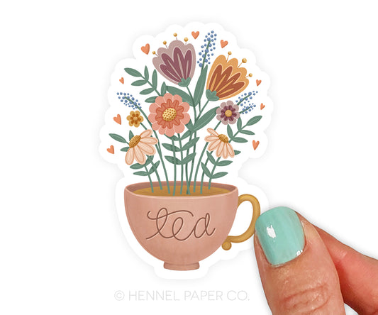 Tea with Flowers Sticker