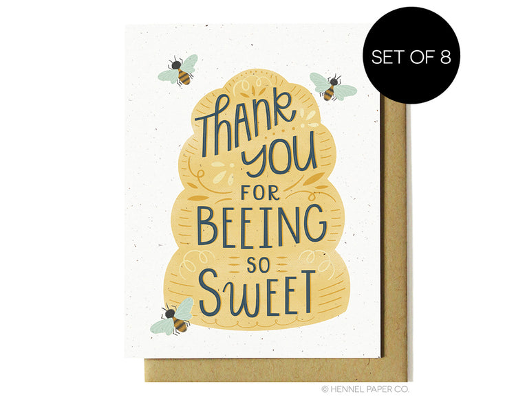 Boxed Notecards - Thank you for beeing so sweet - Set of 8 (A2)
