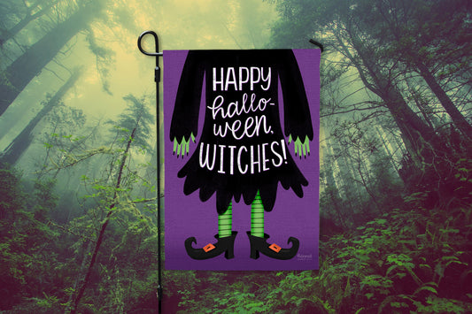 Garden Flag - Happy Halloween Witches