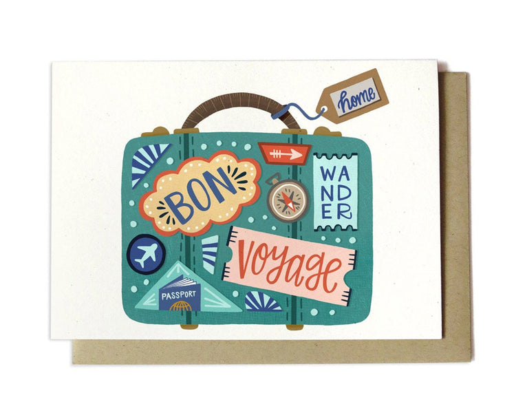 Farewell Card - Bon Voyage Suitcase - BV1