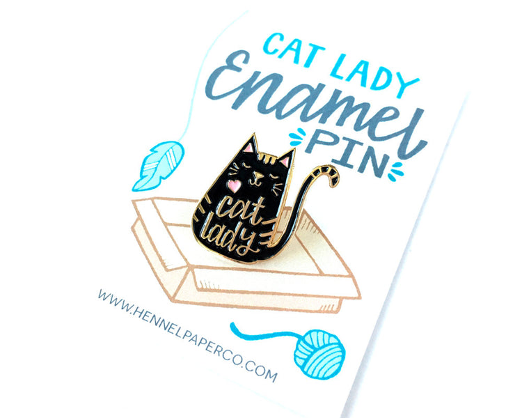Enamel Pin - Cat Lady (black)