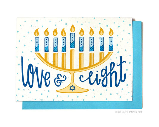 Hanukkah Card - Love and Light Menorah - XM22