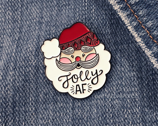 Enamel Pin - Santa Jolly AF (lighter)