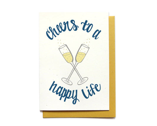 Wedding Card - Cheers to a Happy Life - WD3