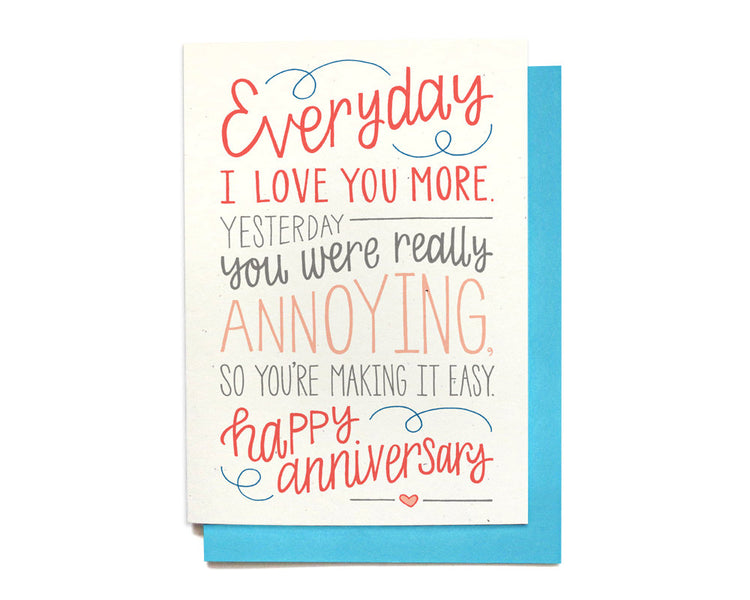 Anniversary Card - Everyday I Love You More - WD9