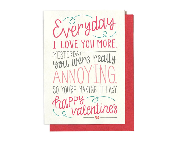 Valentine's Day Card - Everyday I Love You More - LV29