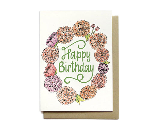 Birthday Card - Flower Wreath - BD11