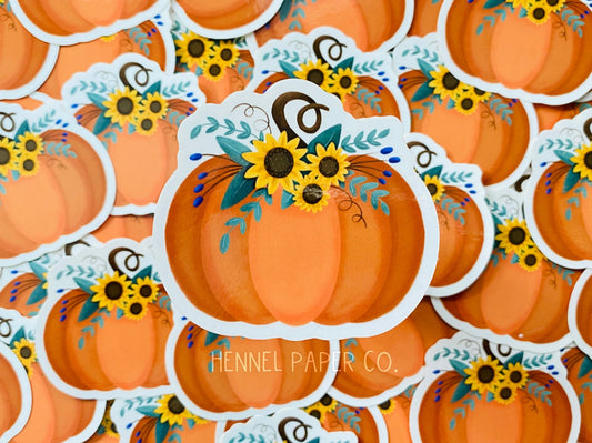 Pumpkin with Flowers Sticker