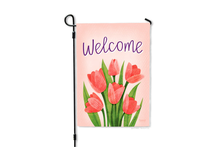 Garden Flag - Welcome Spring Tulips